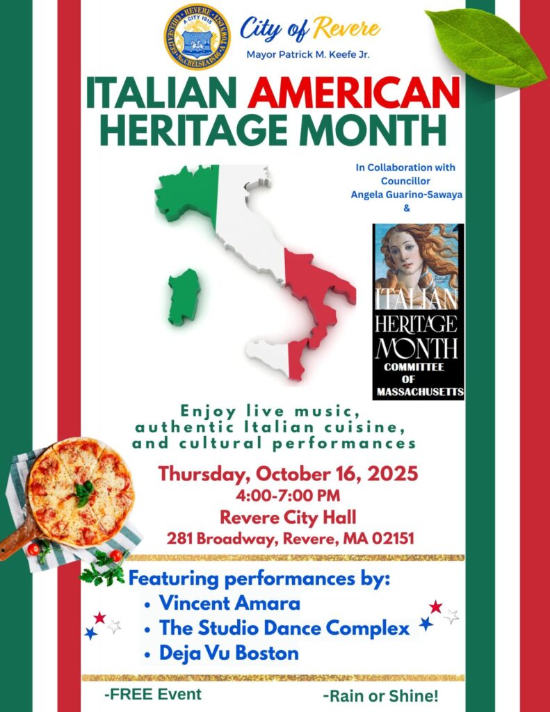Italian Heritage Month October 16th 2025Italian Heritage Month October 16th 2025 Rever City Hall Event Flyer.
