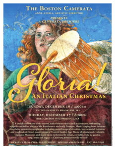 Flyer of Boston Camerata's "Gloria! An Italian Christmas"