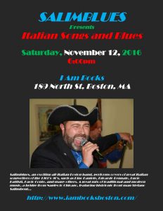 Italian Songs & Blues Night Nov 12th 6pm at I AM Books