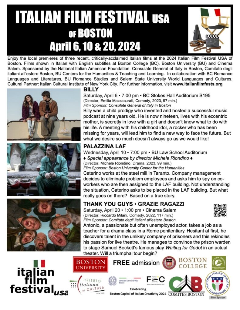 Italian Film Festival USA in Boston Flyer.