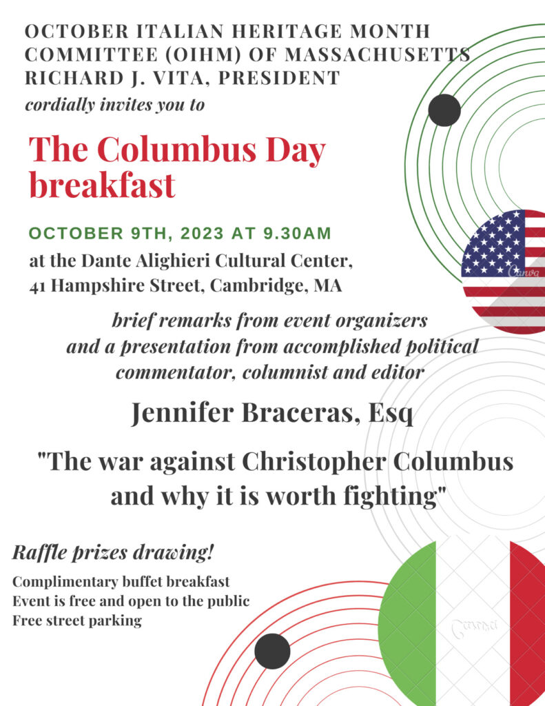 Columbus Day Breakfast - Oct 9th @Dante Alighieri Society @ Dante Alighieri Society of Massachusetts