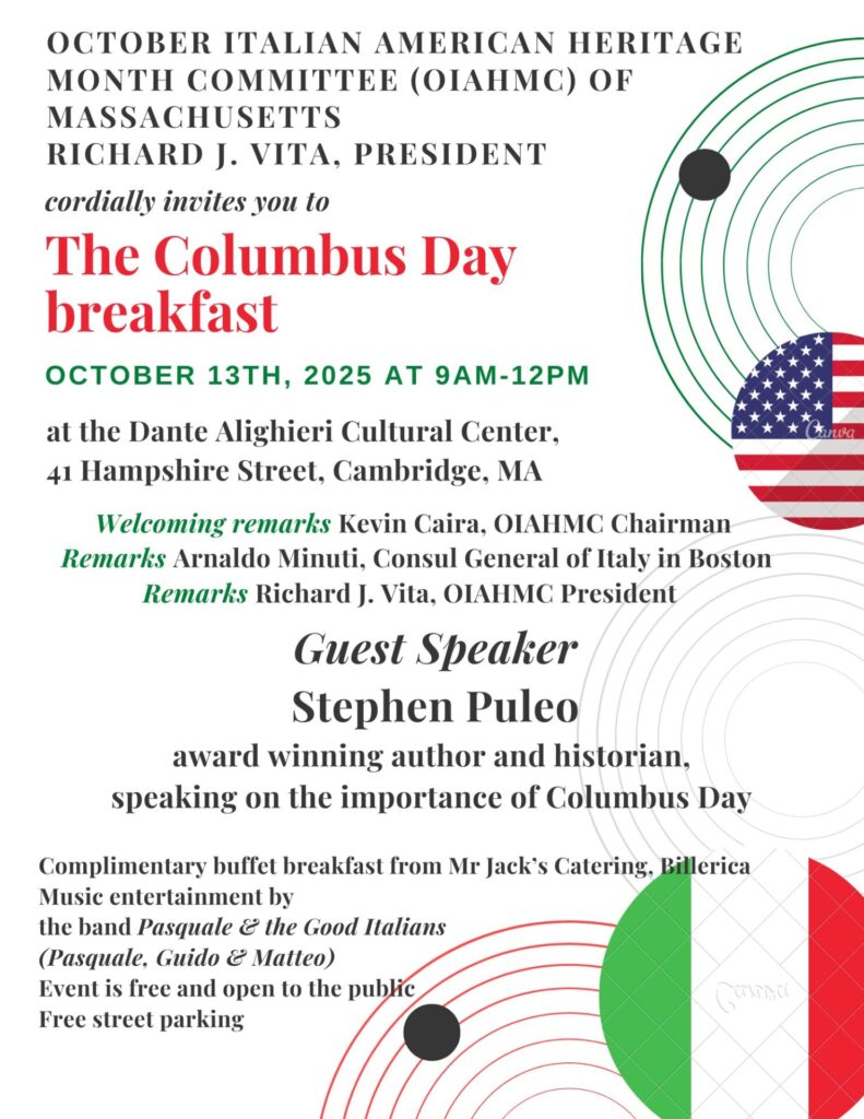 Columbus Day and Indigenous Peoples Day Breakfast October 13th Event Flyer.