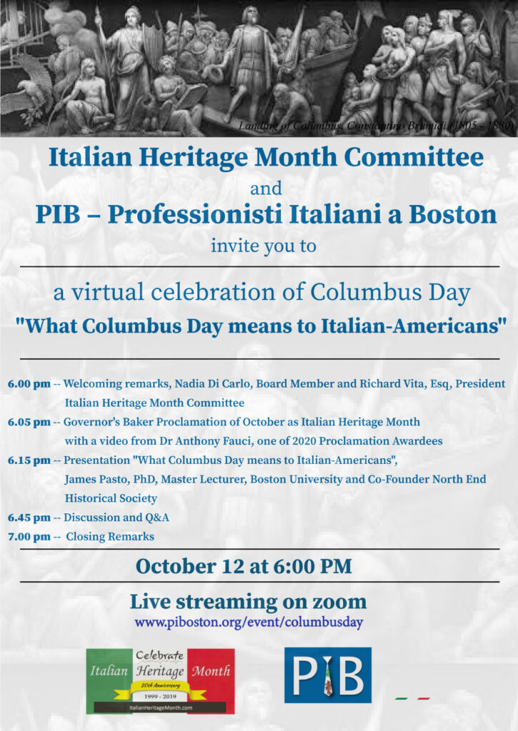 Columbus Day online celebration flyer.