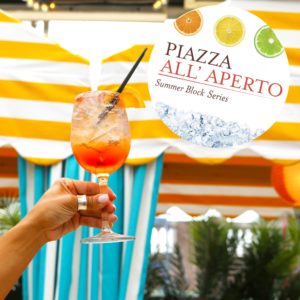 Piazza all Aperto, an event held at Eataly on July twelth from 5 to 6pm.