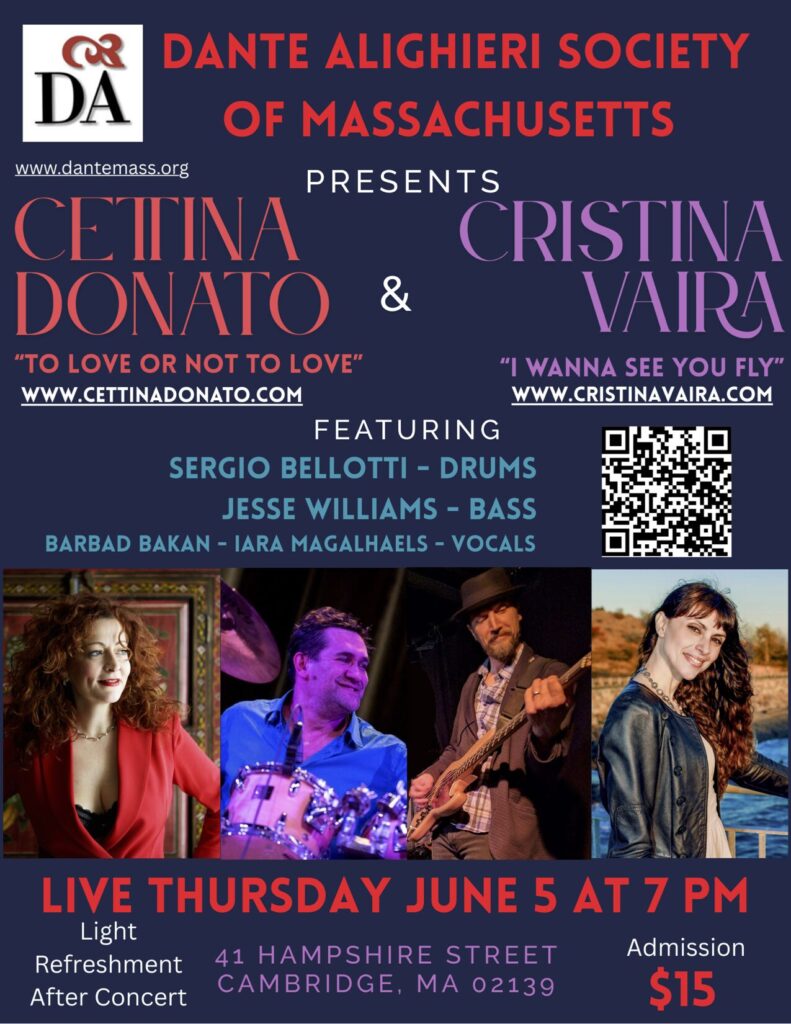 Cettina Donato & Cristina Vaira Live Concert @Dante Alighieri Society - Jun 5th @ Dante Alighieri Society of Massachusetts