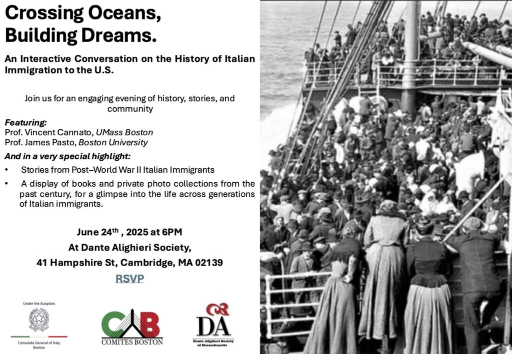 Crossing Oceans, Building Dreams - Jun 18th @ Dante Alighieri Society of Massachusetts