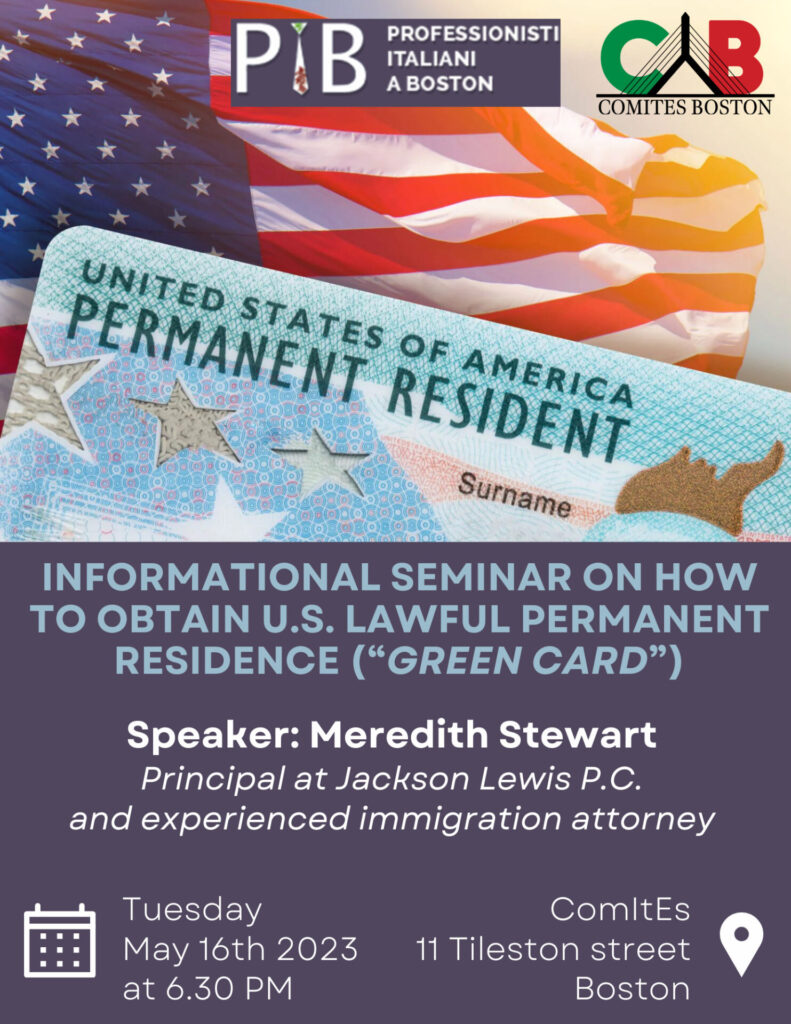 green card seminar event flyer.