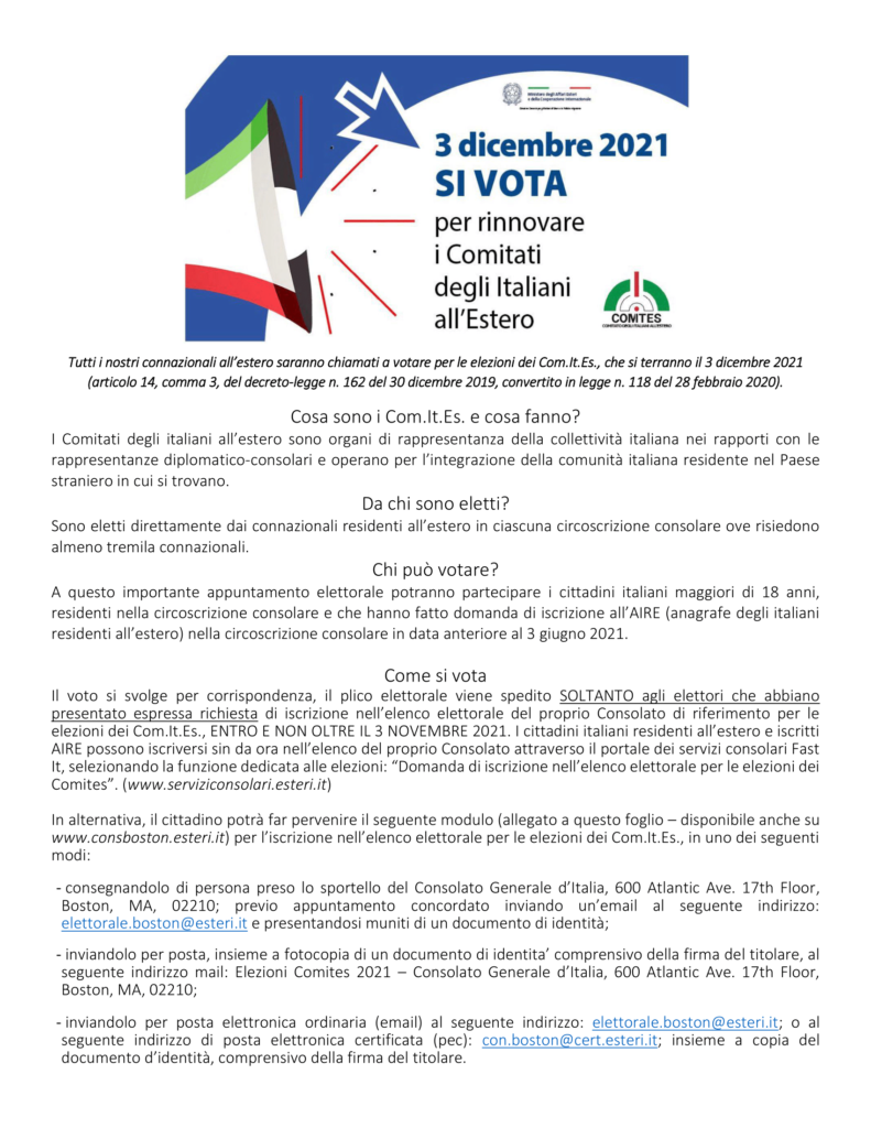 Documento di Informativa elezioni COMITESTES.