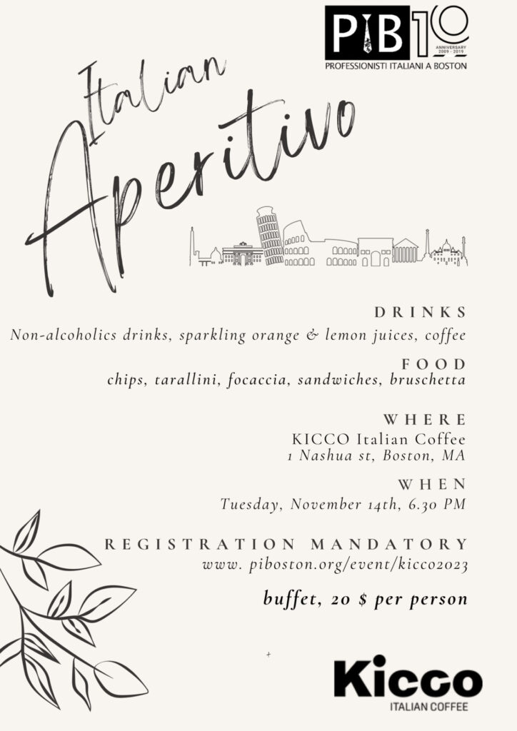 Italian Aperitivo at Kikko Italian Coffee Flyer.