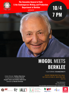 Mogol Meets Berklee, event held at Berklee's David Friend Recital Hall on October 4th, 7pm. 