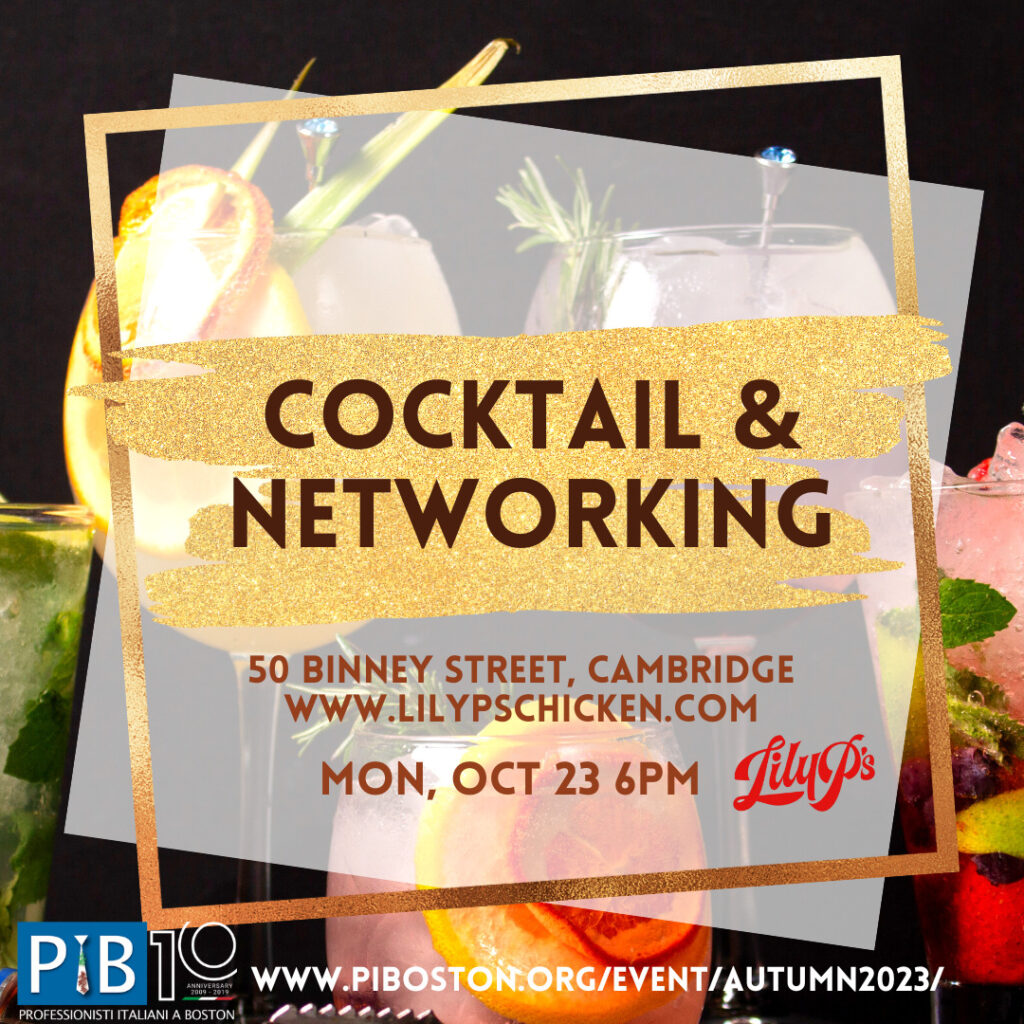 Cocktail and networking October 23rd event flyer.