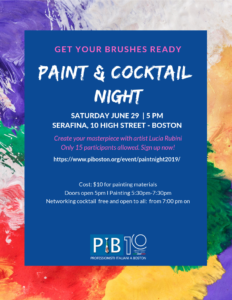 Cocktail and Paint Night Flyer, June 29th 2019.