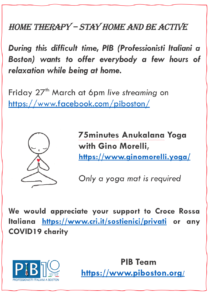 March 27th Yoga with Gino Morelli online event flyer.