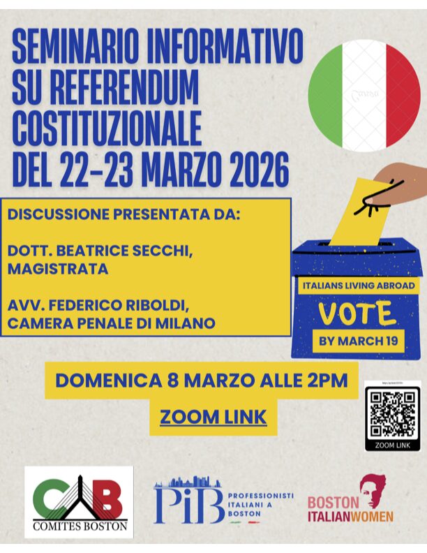 Seminario Informativo su Referendum Costituzionale del 22-23 Marzo - March 8th