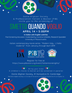 Smetto Quando Voglio screening, April 14th at 5pm.