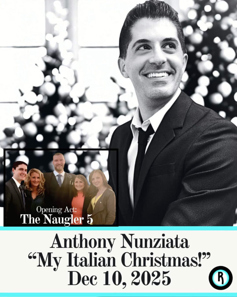 Flyer for Anthony Nunziata's Christmas Concert. Held on December 10th 2025 at the Arlington Regent Theatre starting 7:30PM.