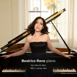 Beatrice Rana live piano concert at NEC's Jordan Hall on November 8 starting 8pm.
