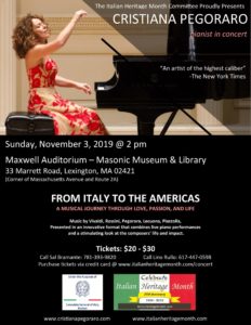 Flyer for Cristiana Pegoraro's concert.