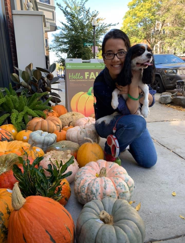 Picture of Maria Laura Blefari and her dog Pinuccio.