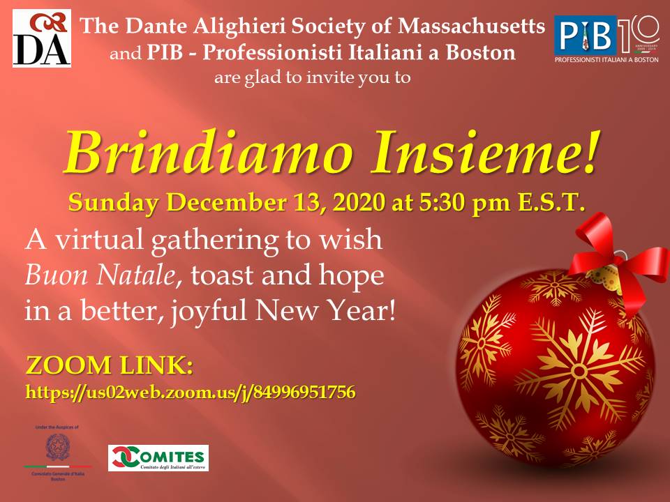 Brindiamo Insieme, Christmas Holiday Party event flyer.