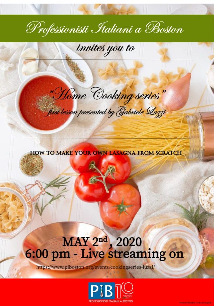 Flyer for Gabriele Luzzi's cooking class.