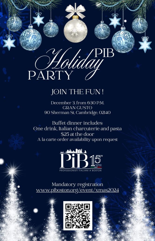 PIB Holiday Event at Gran Gusto Flyer 2024.