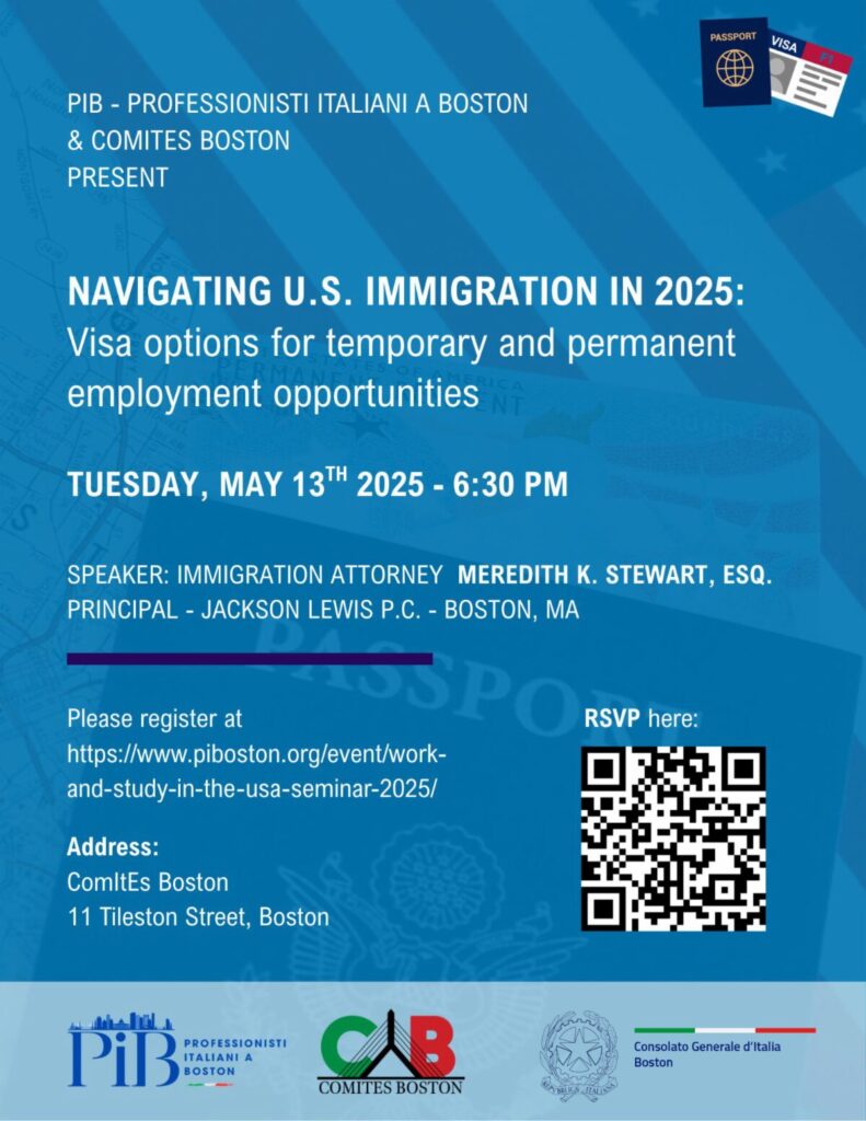 Immigration Trends and VISA Options to Work or Study in the U.S. in 2025 - May 13th @ComItEs @ ComItEs Boston